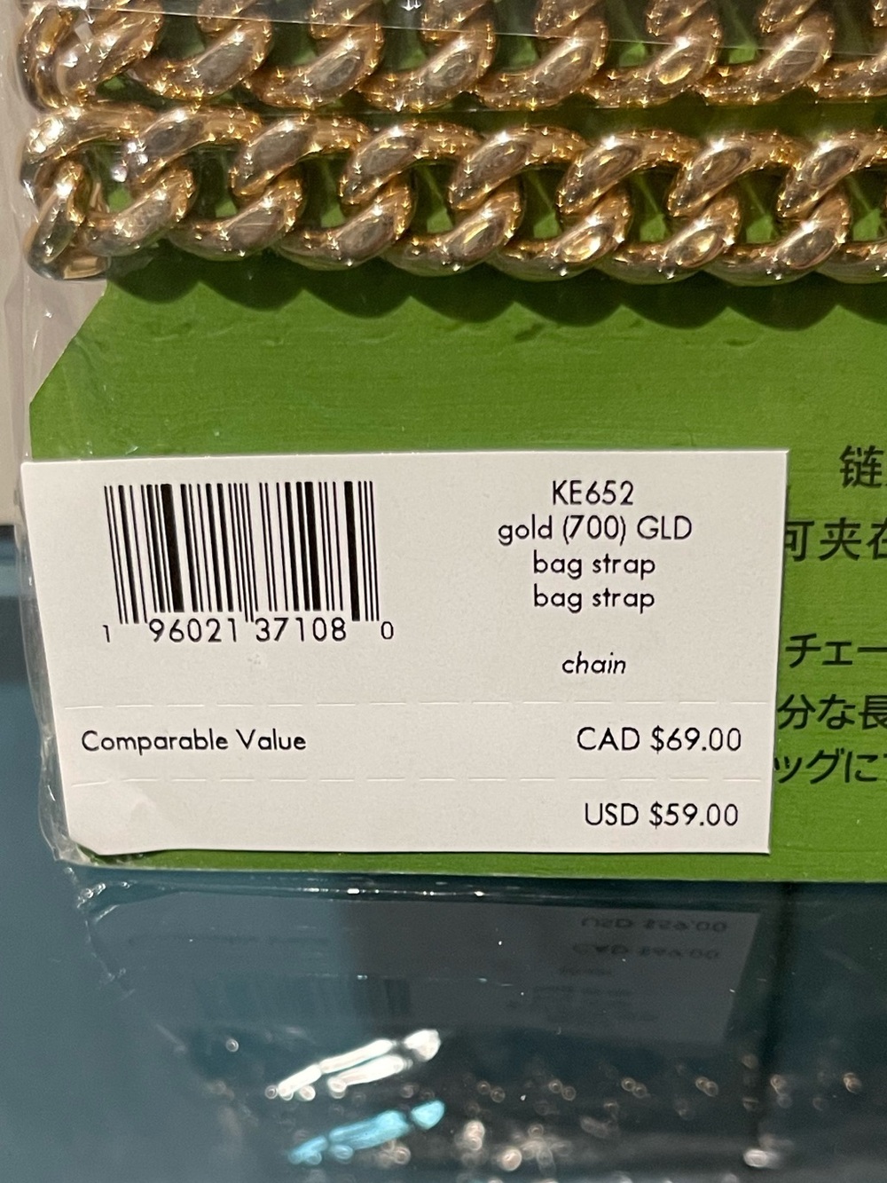 $59 Kate Spade ♠️ Gold Tone Yellow Chain Crossbody Bag Strap NWT Sealed - Picture 6 of 6